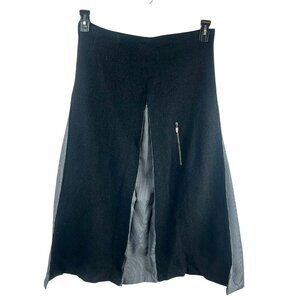 Covelo Boiled Wool Maxi Skirt Women 10 Black Gray Herringbone Plaid Pleat A Line